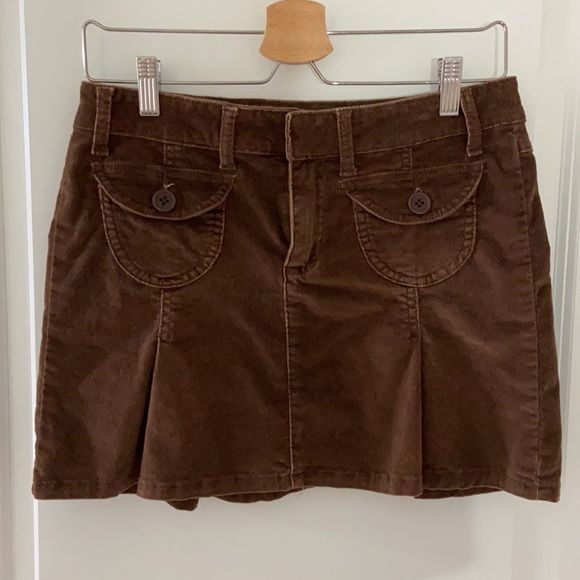 brown sequin pleated corduroy skirt - Picture 2 of 7